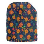 Mid Century Retro Floral 1970s 1960s Pattern 61 Drawstring Pouch (3XL)