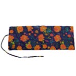 Mid Century Retro Floral 1970s 1960s Pattern 61 Roll Up Canvas Pencil Holder (S)