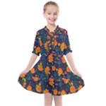 Mid Century Retro Floral 1970s 1960s Pattern 61 Kids  All Frills Chiffon Dress