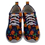 Mid Century Retro Floral 1970s 1960s Pattern 61 Women Athletic Shoes