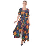 Mid Century Retro Floral 1970s 1960s Pattern 61 Waist Tie Boho Maxi Dress