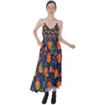 Mid Century Retro Floral 1970s 1960s Pattern 61 Tie Back Maxi Dress