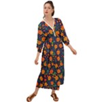 Mid Century Retro Floral 1970s 1960s Pattern 61 Grecian Style  Maxi Dress