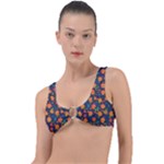 Mid Century Retro Floral 1970s 1960s Pattern 61 Ring Detail Bikini Top