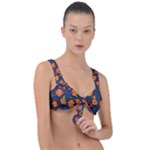 Mid Century Retro Floral 1970s 1960s Pattern 61 Front Tie Bikini Top