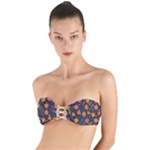 Mid Century Retro Floral 1970s 1960s Pattern 61 Twist Bandeau Bikini Top