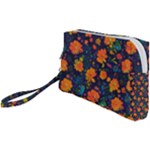 Mid Century Retro Floral 1970s 1960s Pattern 61 Wristlet Pouch Bag (Small)