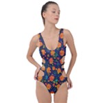 Mid Century Retro Floral 1970s 1960s Pattern 61 Side Cut Out Swimsuit