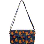 Mid Century Retro Floral 1970s 1960s Pattern 61 Removable Strap Clutch Bag