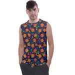 Mid Century Retro Floral 1970s 1960s Pattern 61 Men s Regular Tank Top