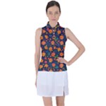 Mid Century Retro Floral 1970s 1960s Pattern 61 Women s Sleeveless Polo T-Shirt