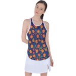 Mid Century Retro Floral 1970s 1960s Pattern 61 Racer Back Mesh Tank Top