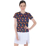 Mid Century Retro Floral 1970s 1960s Pattern 61 Women s Sports Top