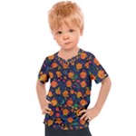 Mid Century Retro Floral 1970s 1960s Pattern 61 Kids  Sports T-Shirt