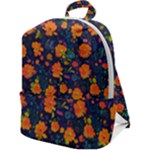 Mid Century Retro Floral 1970s 1960s Pattern 61 Zip Up Backpack