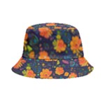 Mid Century Retro Floral 1970s 1960s Pattern 61 Bucket Hat