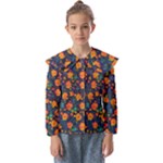 Mid Century Retro Floral 1970s 1960s Pattern 61 Kids  Peter Pan Collar Blouse