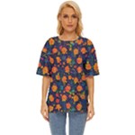 Mid Century Retro Floral 1970s 1960s Pattern 61 Oversized Basic T-Shirt
