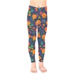 Mid Century Retro Floral 1970s 1960s Pattern 61 Kids  Classic Winter Leggings