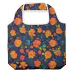 Mid Century Retro Floral 1970s 1960s Pattern 61 Premium Foldable Grocery Recycle Bag