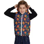 Mid Century Retro Floral 1970s 1960s Pattern 61 Kids  Stylish Hooded Puffer Vest