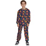 Mid Century Retro Floral 1970s 1960s Pattern 61 Kids  Sweatshirt set