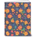 Mid Century Retro Floral 1970s 1960s Pattern 61 6  x 8  Hardcover Notebook