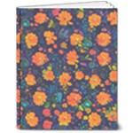Mid Century Retro Floral 1970s 1960s Pattern 61 8  x 10  Hardcover Notebook