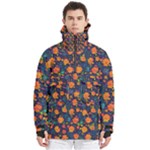 Mid Century Retro Floral 1970s 1960s Pattern 61 Men s Pullover Zip Ski and Snowboard Waterproof Breathable Jacket