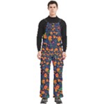 Mid Century Retro Floral 1970s 1960s Pattern 61 Men s Side Zip Front Pouch Ski And Snowboard Bib Pants	
