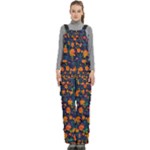 Mid Century Retro Floral 1970s 1960s Pattern 61 Women s Side Zip Front Pouch Ski And Snowboard Bib Pants	