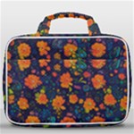Mid Century Retro Floral 1970s 1960s Pattern 61 Travel Toiletry Bag With Hanging Hook