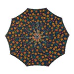 Mid Century Retro Floral 1970s 1960s Pattern 61 Automatic Folding Umbrella with Case (Large)