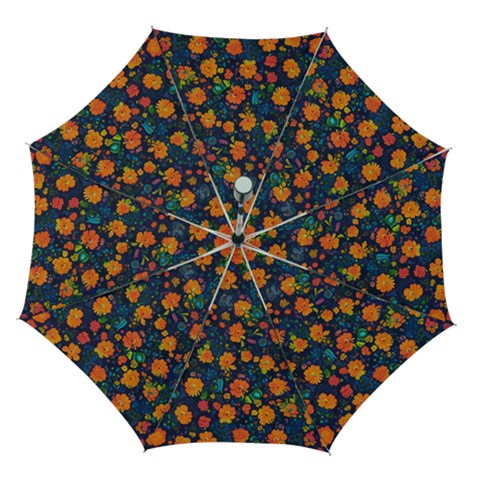 Mid Century Retro Floral 1970s 1960s Pattern 61 Automatic Folding Umbrella with Case (Medium) from ArtsNow.com