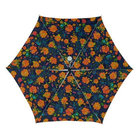 Mid Century Retro Floral 1970s 1960s Pattern 61 Automatic Folding Umbrella with Case (Small) from ArtsNow.com