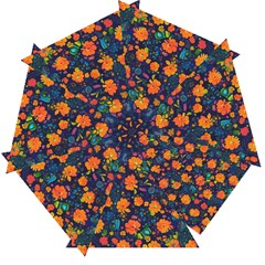 Mid Century Retro Floral 1970s 1960s Pattern 61 Automatic Folding Umbrella with Case (Small) from ArtsNow.com
