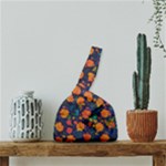 Mid Century Retro Floral 1970s 1960s Pattern 61 Japanese Wrist Knot Bag