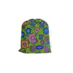 Mid Century Retro Floral 1970s 1960s Pattern 59 Drawstring Pouch (Small)