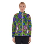 Mid Century Retro Floral 1970s 1960s Pattern 59 Women s Bomber Jacket