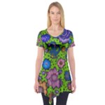 Mid Century Retro Floral 1970s 1960s Pattern 59 Short Sleeve Tunic 