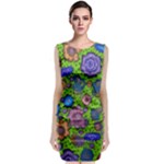 Mid Century Retro Floral 1970s 1960s Pattern 59 Classic Sleeveless Midi Dress