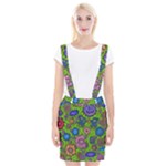 Mid Century Retro Floral 1970s 1960s Pattern 59 Braces Suspender Skirt