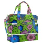 Mid Century Retro Floral 1970s 1960s Pattern 59 Sports Shoulder Bag with Shoes Compartment