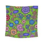Mid Century Retro Floral 1970s 1960s Pattern 59 Square Tapestry (Small)