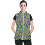 Mid Century Retro Floral 1970s 1960s Pattern 59 Women s Puffer Vest