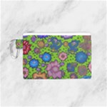 Mid Century Retro Floral 1970s 1960s Pattern 59 Canvas Cosmetic Bag (Small)