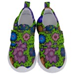 Mid Century Retro Floral 1970s 1960s Pattern 59 Kids  Velcro No Lace Shoes