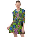 Mid Century Retro Floral 1970s 1960s Pattern 59 Mini Skater Shirt Dress