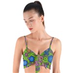Mid Century Retro Floral 1970s 1960s Pattern 59 Woven Tie Front Bralet