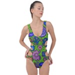 Mid Century Retro Floral 1970s 1960s Pattern 59 Side Cut Out Swimsuit